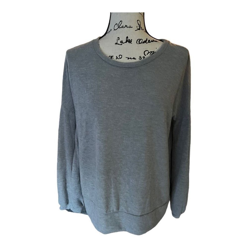 Everleigh Women’s Puffy Sleeve Pullover Grey Sweatshirt Top size Medium NWT